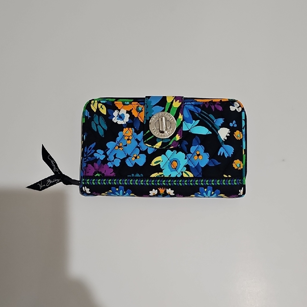 Vera Bradley Black and Blue Floral Wallet